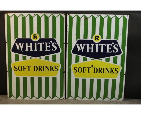 Two vintage enamel R.Whites Lemonade advertising signs. H.77 W.50cm. (each.) 