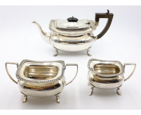 Silver three piece tea service by Charles Boyton & Son Ltd London 1918 approx 31.5oz   Condition Report   Click here for furt