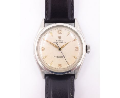 Gentleman's Rolex Oyster Perpetual official certified chronometer manual stainless steel 1952 no 852265 movement no. F.66374 