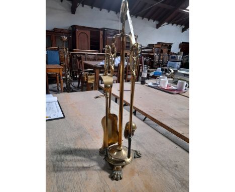  Sale Item:    BRASS COMPANION SET-TONGS BROKEN (AF)  Vat Status:   No Vat   Buyers Premium:  This lot is subject to a Buyers