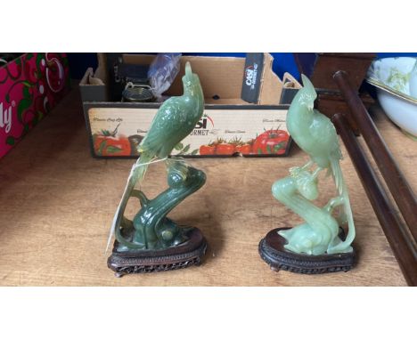  Sale Item:    2 JADE STYLE CHINESE BIRDS (AF)   Vat Status:   No Vat   Buyers Premium:  This lot is subject to a Buyers Prem