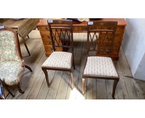  Sale Item:    2 INLAID CHAIRS (AF)   Vat Status:   No Vat   Buyers Premium:  This lot is subject to a Buyers Premium of 15% 