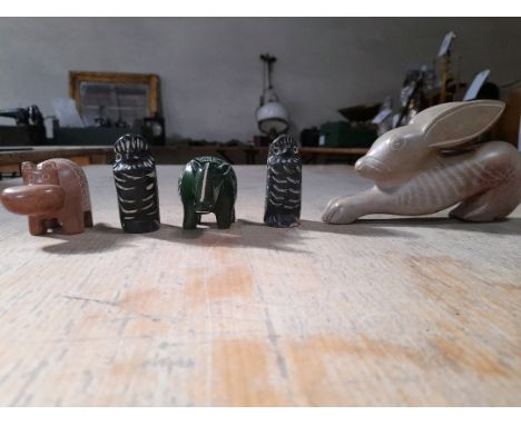  Sale Item:    BOX 5 AFRICAN SOAPSTONE FIGURES (AF)  Vat Status:   No Vat   Buyers Premium:  This lot is subject to a Buyers 
