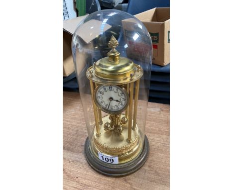  Sale Item:    GLASS DOMED 1 YEAR RUNNING CLOCK   Vat Status:   No Vat   Buyers Premium:  This lot is subject to a Buyers Pre