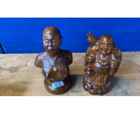  Sale Item:    CARVED BUDDHA &amp; LADY BUST   Vat Status:   No Vat   Buyers Premium:  This lot is subject to a Buyers Premiu