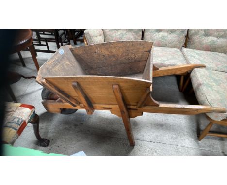  Sale Item:    WOODEN WHEEL BARROW   Vat Status:   No Vat   Buyers Premium:  This lot is subject to a Buyers Premium of 15% +