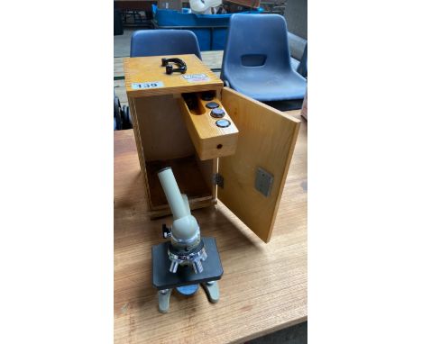  Sale Item:    CASED USSR MICROSCOPE   Vat Status:   No Vat   Buyers Premium:  This lot is subject to a Buyers Premium of 15%