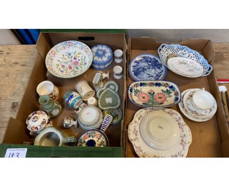  Sale Item:    2 BOXES ASSORTED CHINA- MINTON DRESDEN QUIMPER ETC (AF)  Vat Status:   No Vat   Buyers Premium:  This lot is s