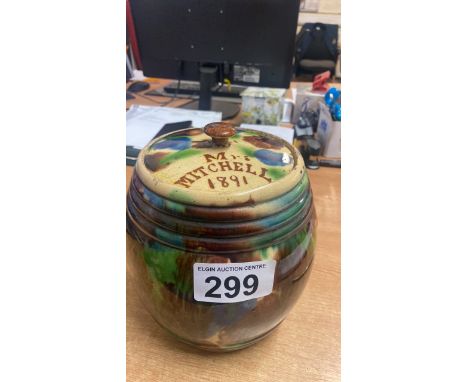  Sale Item:    SEATON WARE POTTERY BARREL MRS MITCHELL 1891 (AF)  Vat Status:   No Vat   Buyers Premium:  This lot is subject