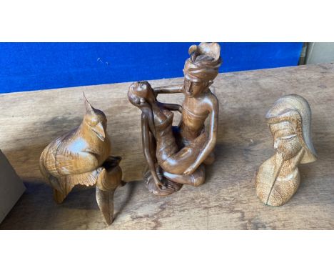  Sale Item:    BOX 3 CARVED ORNAMENTS (AF)   Vat Status:   No Vat   Buyers Premium:  This lot is subject to a Buyers Premium 