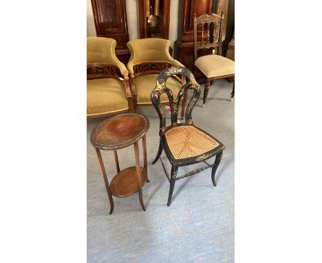  Sale Item:    OCCASIONAL TABLE &amp; INLAID CHAIR (AF)  Vat Status:   No Vat   Buyers Premium:  This lot is subject to a Buy