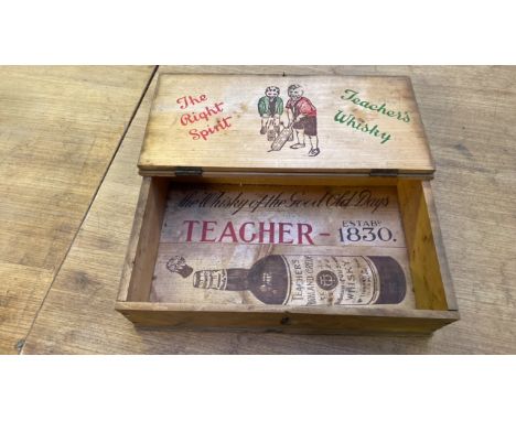  Sale Item:    WOODEN TEACHERS WHISKY BOX (AF)   Vat Status:   No Vat   Buyers Premium:  This lot is subject to a Buyers Prem