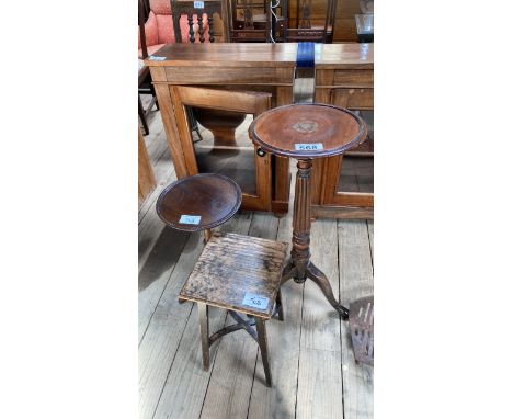  Sale Item:    2 PEDESTAL TABLES &amp; STOOL (AF)   Vat Status:   No Vat   Buyers Premium:  This lot is subject to a Buyers P
