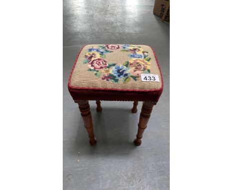  Sale Item:    TAPESTRY STOOL (AF)   Vat Status:   No Vat   Buyers Premium:  This lot is subject to a Buyers Premium of 15% +