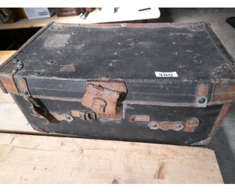  Sale Item:    LEATHER &amp; CANVAS TRUNK (AF)   Vat Status:   No Vat   Buyers Premium:  This lot is subject to a Buyers Prem