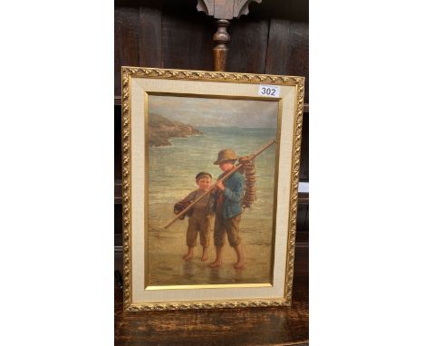  Sale Item:    OIL PAINTING-FISHER BOYS BY H CARTER  Vat Status:   No Vat   Buyers Premium:  This lot is subject to a Buyers 