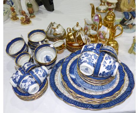 A Booth's "Real Old Willow" part dinner and tea service, 36 pieces approx; 2 continental part coffee sets