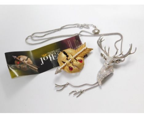 DALI & BUTLER & WILSON. A Salvador Dali inspired gold tone metal, paste & faux pearl brooch by Salvador Dali's Art-in-Jewels 