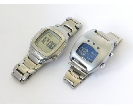 DIGITAL WATCHES. A Sicura Instalite Electric wristwatch with digital display. Also, a Casio Edifice electronic wristwatch.  A