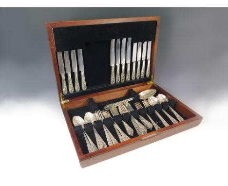 INDONESIAN SILVER. An Indonesian silver (Java) 800 Standard silver, canteen of flatware comprising:- two tablespoons, twelve 