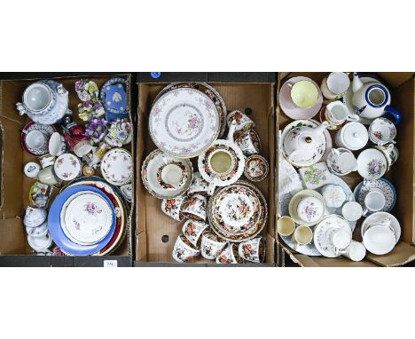 Miscellaneous ceramics and glass, including a Staffordshire tea service, Aynsley Pembroke jardiniere, decanters, etc  