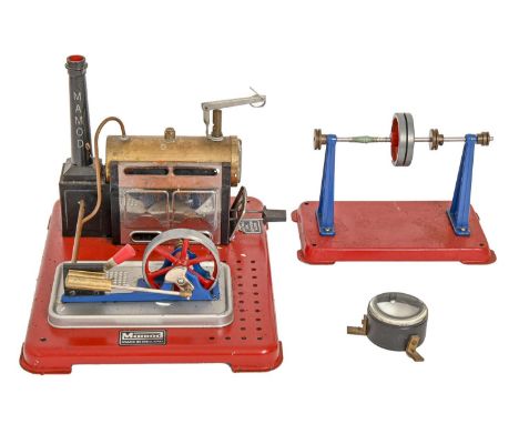 A Mamod SP4 Stationary Steam Engine, Mamod Workshop WS1 (incomplete) and a Mamod steam models brochure  