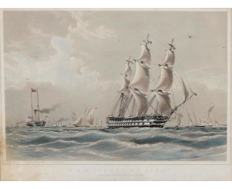 By and after the Rev. Henry John Vernon (Fl. mid 19th c) - HMS Superb Sailing from Spithead June 23rd 1845, lithograph, 31 x 