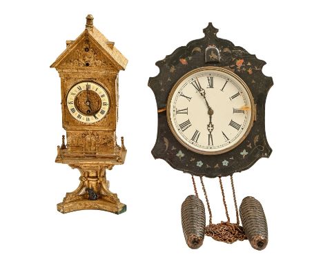 A French cast giltmetal architectural mantel clock, with primrose enamel chapter ring, the case inscribed MOULIN JOLY, pendul