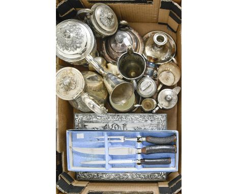 Miscellaneous plated ware, to include a Victorian tea and coffee service  Some wear