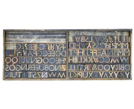 British Letterpress Printing. A case of wood type (woodletter), first half 20th c  