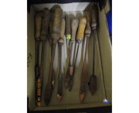 BOX CONTAINING VINTAGE SOLDERING IRONS