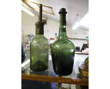 TWO VINTAGE WINE BOTTLES NOW CONVERTED TO TABLE LAMPS