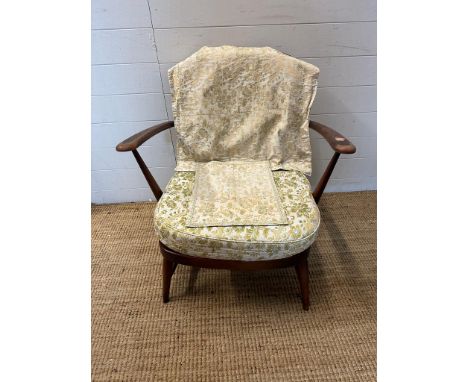 A Mid Century Ercol dark wood arm chair AF 