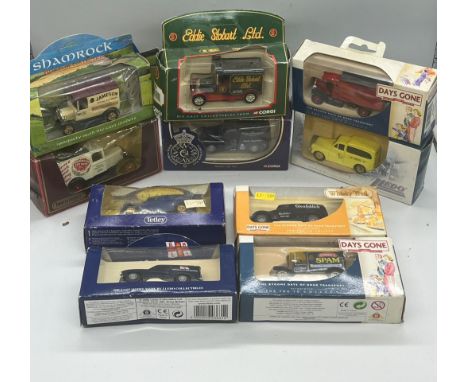 Ten Diecast model vans 