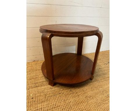 An wooden Art Deco circular side table comprising of four Bentwood supports and shelf under (H52cm Dia65cm)