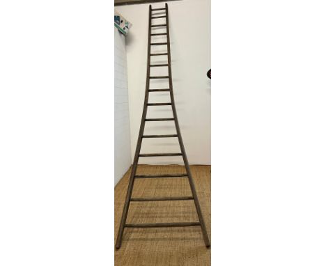 A tall reclaimed fruit picking ladder (H372cm)
