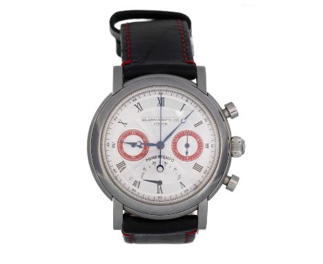 BELGRAVIA WATCH CO, STAINLESS STEEL MANUAL WIND POWERTEMPO CHRONOGRAPH WRIST WATCH limited edition of 500, the round engine t