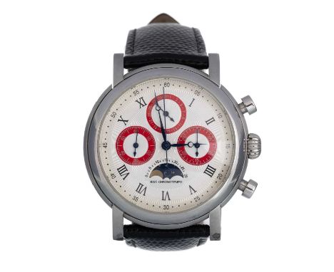 BELGRAVIA WATCH CO, STAINLESS STEEL POWERTEMPO CHRONOGRAPH MANUAL WIND WRIST WATCH limited edition of 500, the round engine t