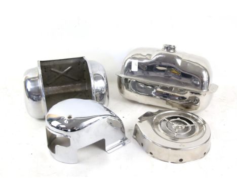 Stainless steal fuel tank, tool box, fly wheel cover, barrel cover for scooters (4) 
