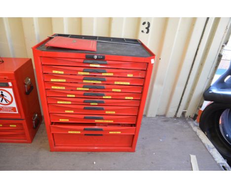Tengtools - red metal tool bottom box unit with 10 draws (all with tools included). 