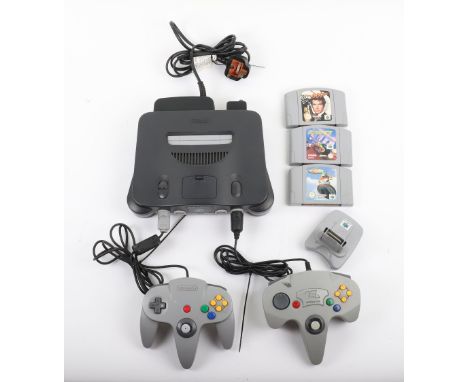 Nintendo 64 console NUS-001 with Games, console comes with two controllers, power lead and RF adapter, is untested good condi