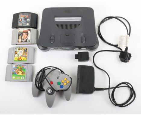 Nintendo 64 Console NUS-001 with games, console comes with one controller, power lead and RF modulator, is in untested good c