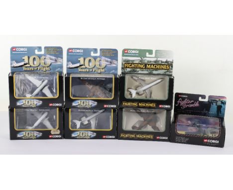 Seven Corgi Diecast boxed aeroplane models, including, CS90277 bakota za947, CS90386 VC-10, CS90336 DC-3, CS90282 DC-3, CS902