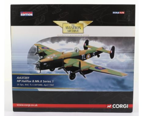 Corgi “The Aviation Archive” AA37301 HP Halifax B Mk 2 boxed, model is in near mint condition still has accessories sealed in
