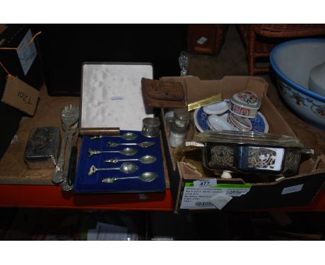 Miscellaneous silver plates, teaspoons, etc.