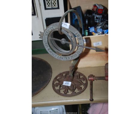 Armillary sundial on a non matching stand.