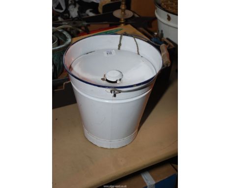 A French enamel bucket.