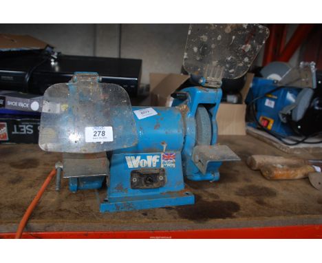 Wolf bench grinder, ran at time of cataloguing.