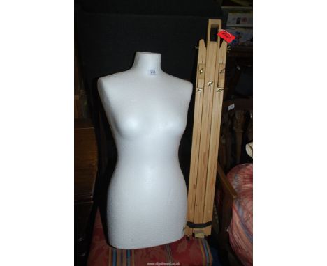 Polystyrene mannequin and a boxed easel.