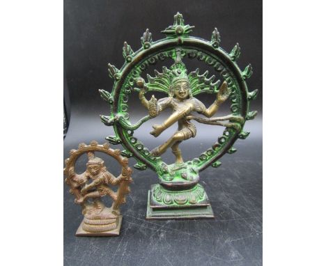 Bronze and brass dancing Sheeva sculptures 17 and 8cmH